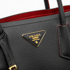 Prada double Saffiano bag leather black GHW