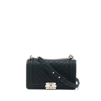 CHANEL MEDIUM BOY BAG GRAINED CALFSKIN BLACK SHW