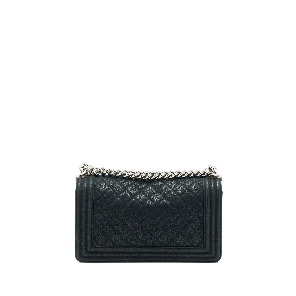 CHANEL MEDIUM BOY BAG GRAINED CALFSKIN BLACK SHW