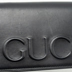 GUCCI FLAP WALLET ON CHAIN CALFSKIN BLACK SHW