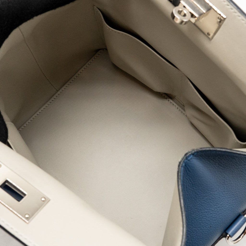 Hermes Toolbox 20 Evercolor Blue / Light Grey SHW
