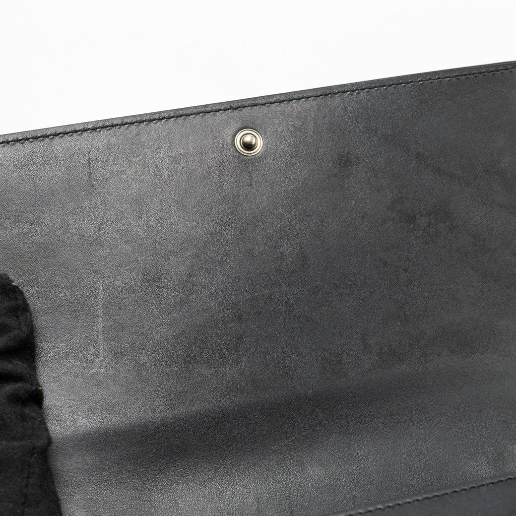 GUCCI FLAP WALLET ON CHAIN CALFSKIN BLACK SHW