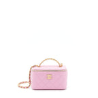 CHANEL 22S LETTER TOP HANDLE LONG VANITY WITH CHAIN CAVIAR NH622 PINK GHW