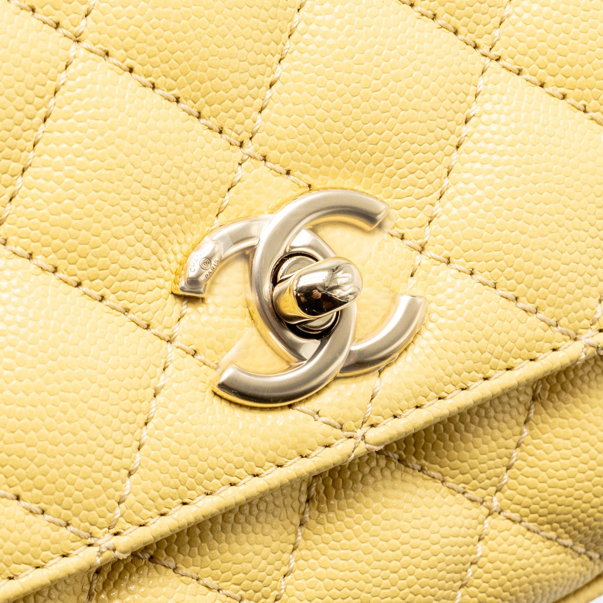 CHANEL MINI COCO HANDLE CAVIAR YELLOW LGHW (MICROCHIP)