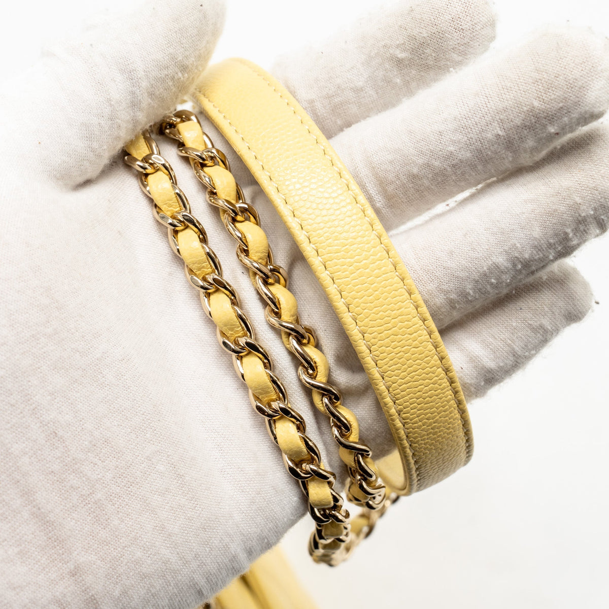 CHANEL MINI COCO HANDLE CAVIAR YELLOW LGHW (MICROCHIP)