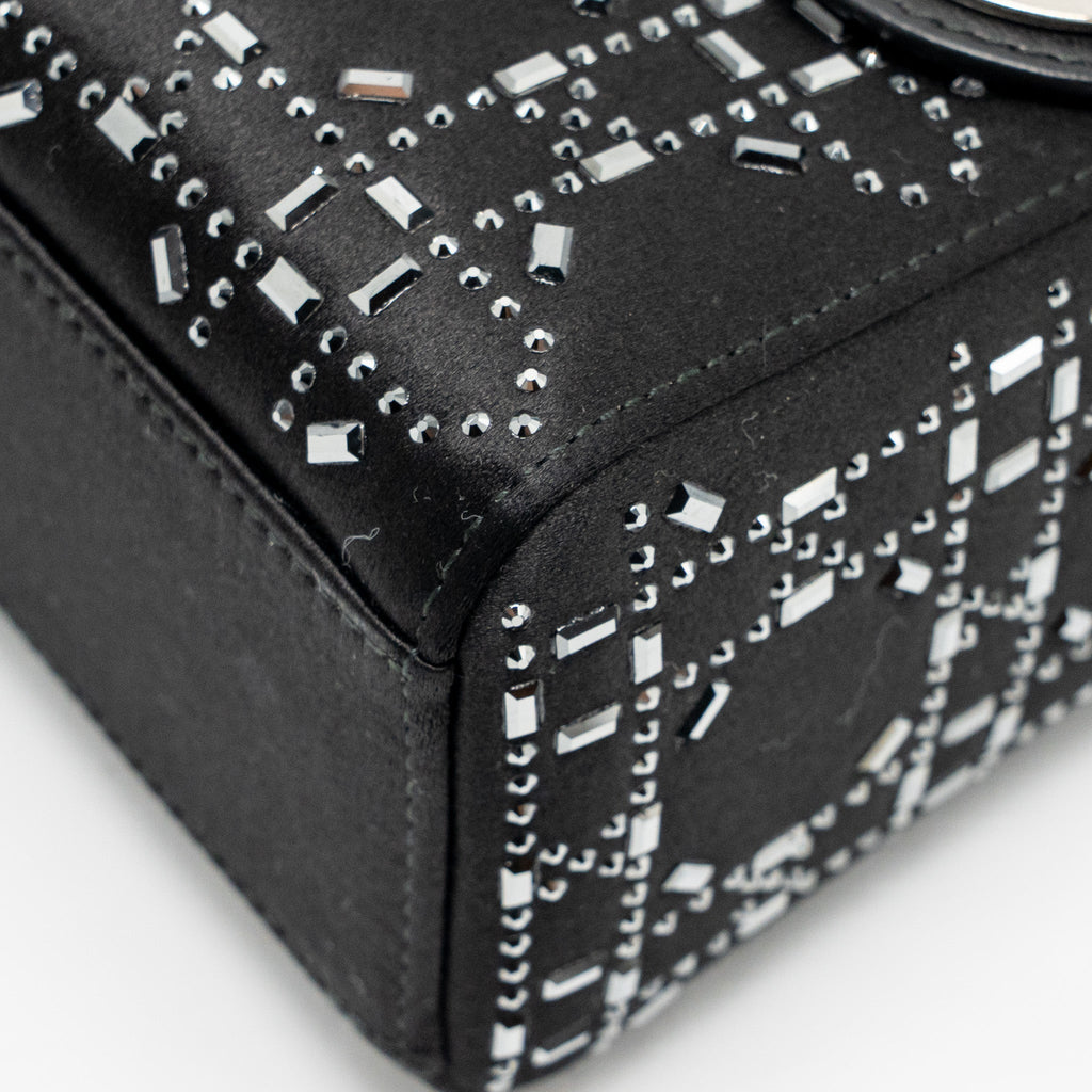 DIOR MINI LADY DIOR SATIN CRYSTAL BLACK SHW