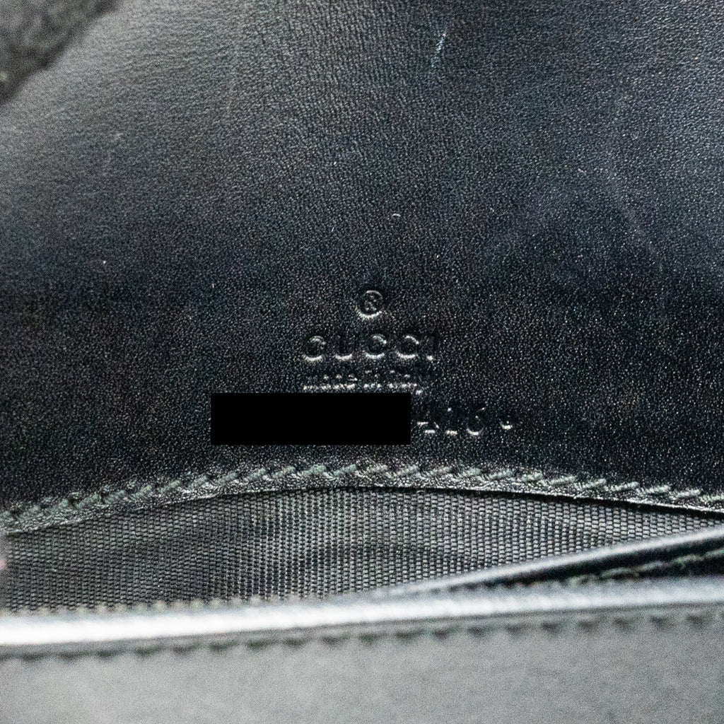 GUCCI FLAP WALLET ON CHAIN CALFSKIN BLACK SHW