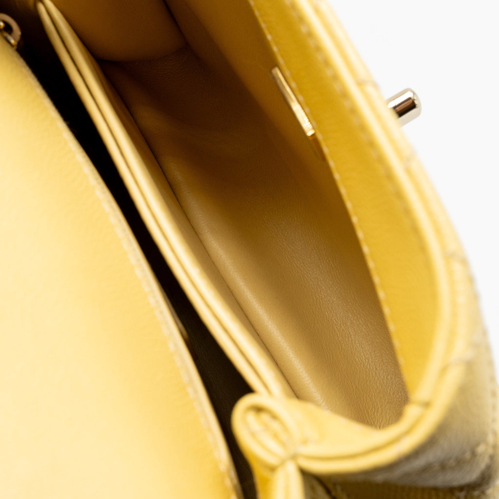 CHANEL MINI COCO HANDLE CAVIAR YELLOW LGHW (MICROCHIP)