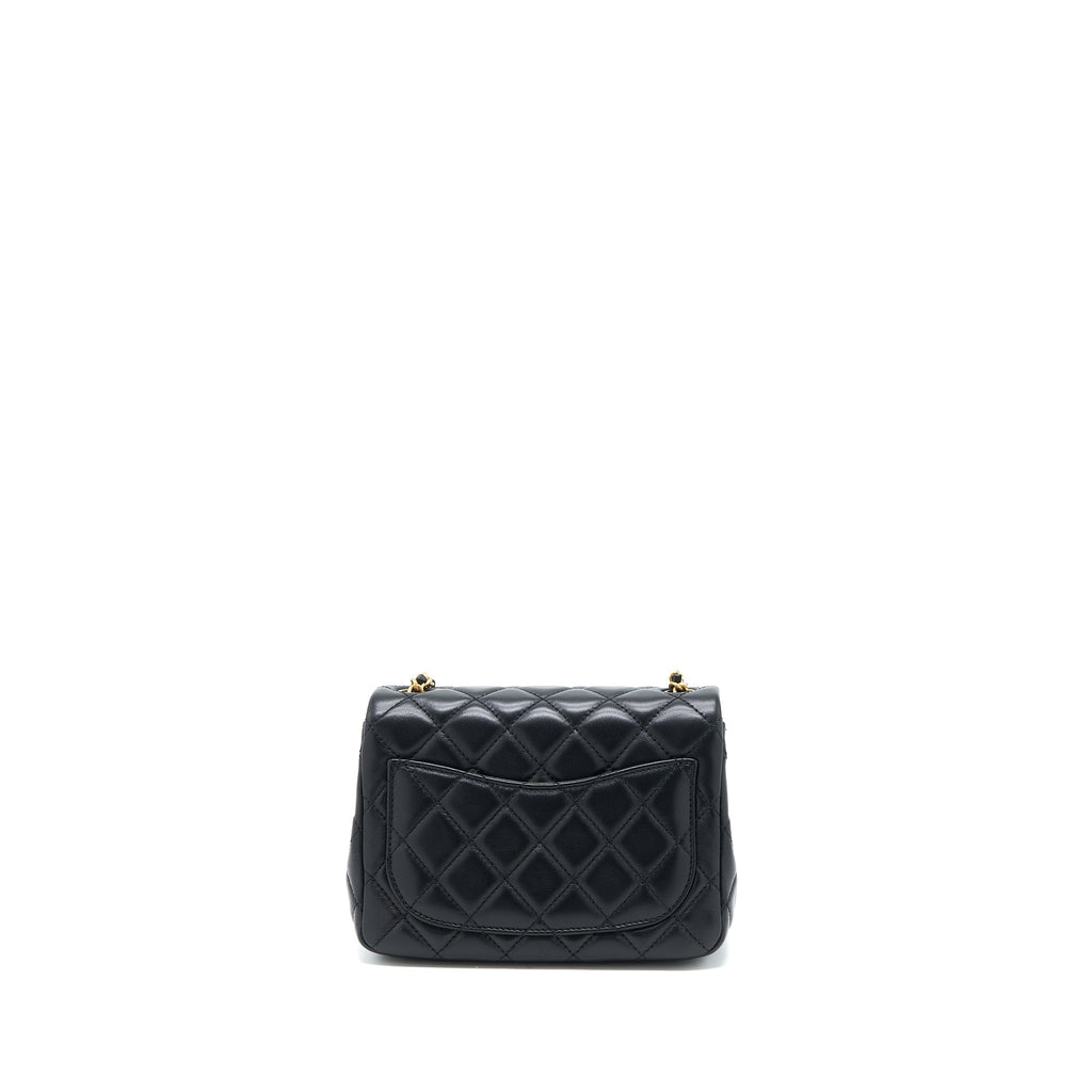 CHANEL PEARL CRUSH MINI SQUARE FLAP BAG LAMBSKIN BLACK GHW (MICROCHIP)