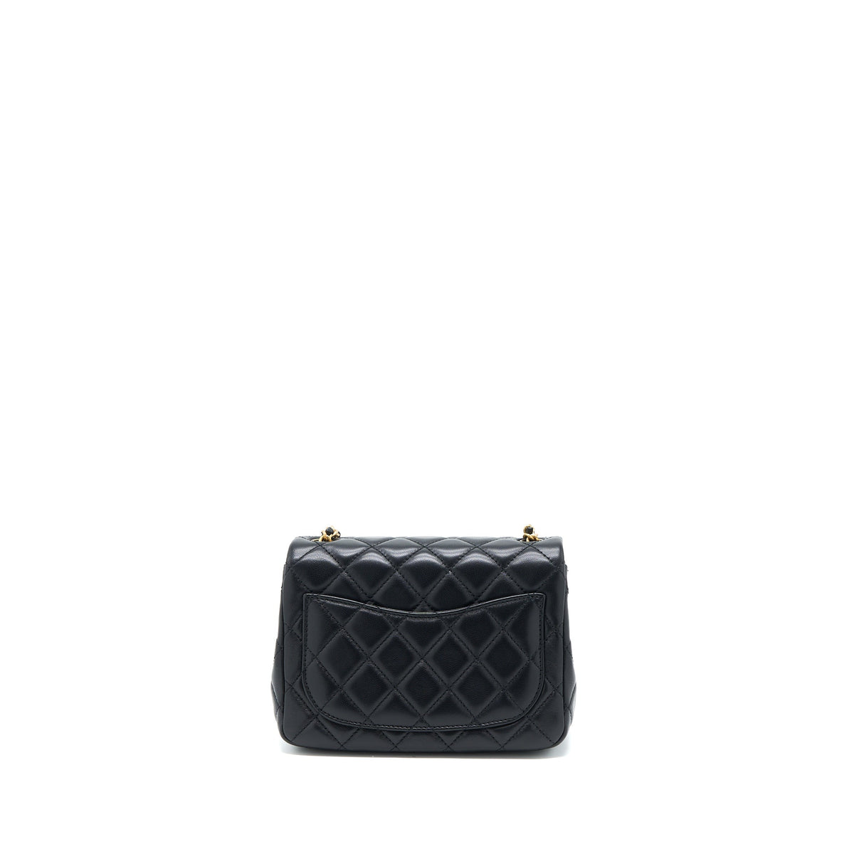 CHANEL PEARL CRUSH MINI SQUARE FLAP BAG LAMBSKIN BLACK GHW (MICROCHIP)