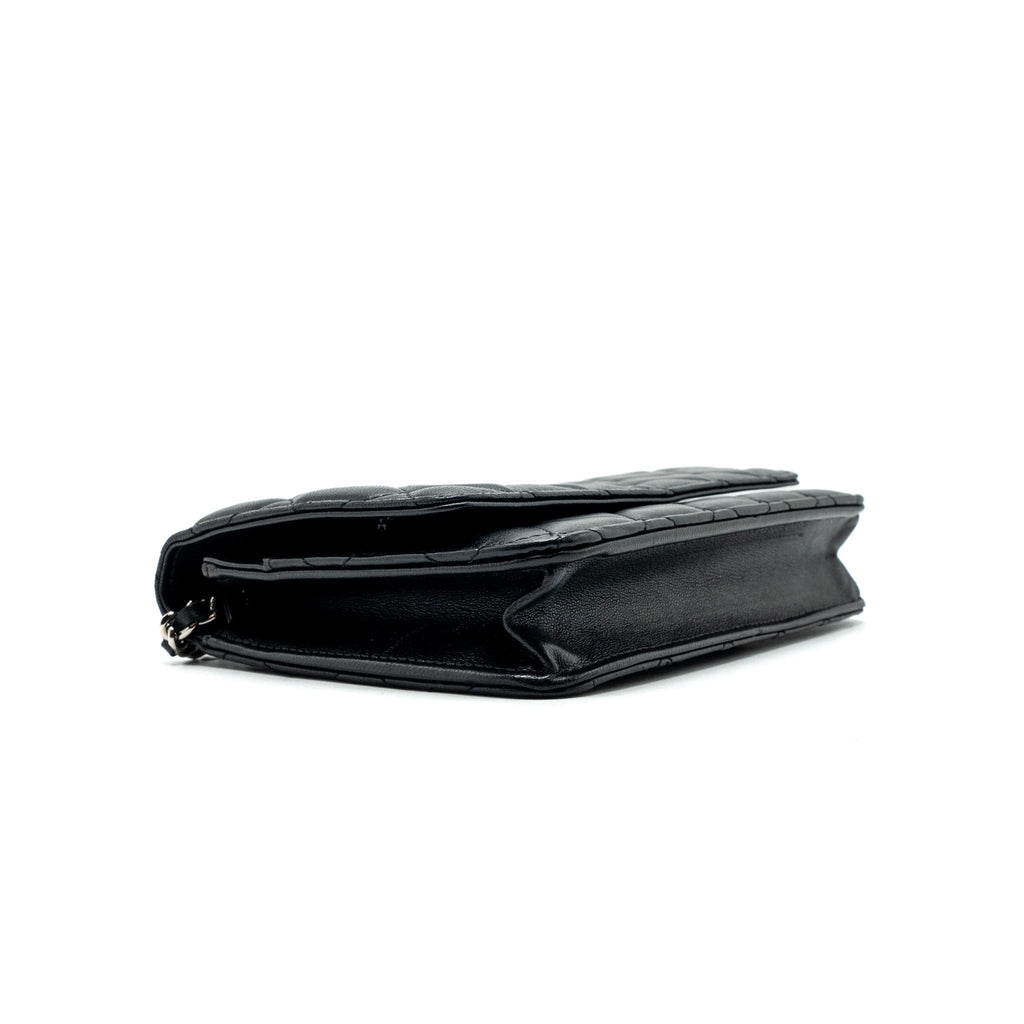CHANEL CLASSIC WALLET ON CHAIN LAMBSKIN BLACK SHW