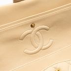 CHANEL MEDIUM CLASSIC DOUBLE FLAT BAG LAMBSKIN BEIGE GHW