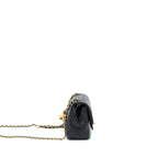 CHANEL PEARL CRUSH MINI SQUARE FLAP BAG LAMBSKIN BLACK GHW (MICROCHIP)