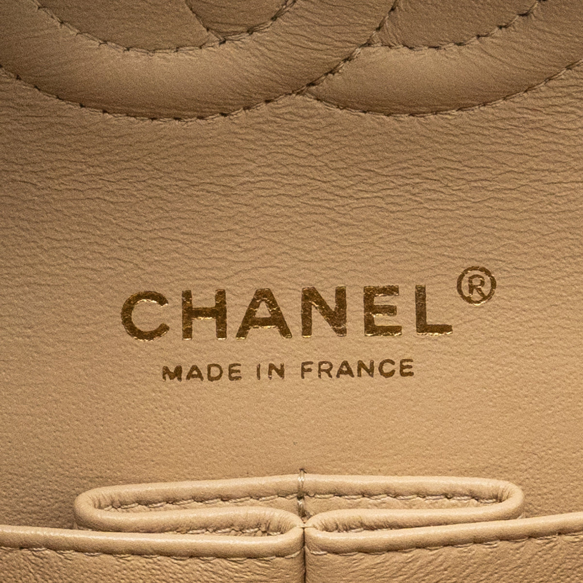 CHANEL MEDIUM CLASSIC DOUBLE FLAT BAG LAMBSKIN BEIGE GHW