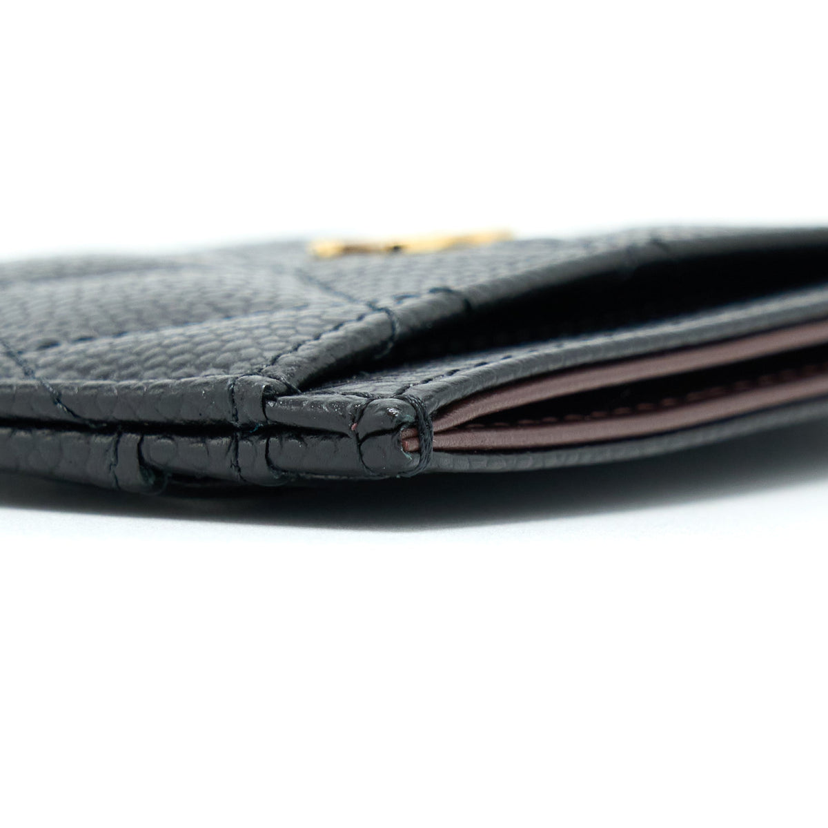 CHANEL CLASS QUILTED CARD HOLDER CAVIAR BLACK GHW
