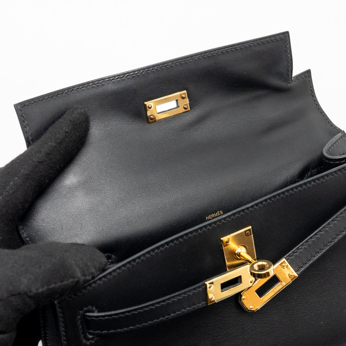 Hermes Kelly Pochette Swift Black GHW