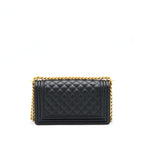 CHANEL MEDIUM BOY BAG CAVIAR BLACK WITH BRUSHED GHW (MICROCHIP)
