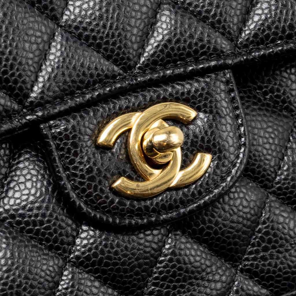 CHANEL SMALL CLASSIC DOUBLE FLAP CAVIAR BLACK GHW (MICROCHIP)