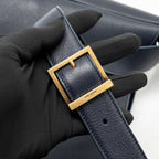 Saint Laurent/YSL Le 5 A 7 Supple Large Bag Grained Calfskin Bleu Abysse GHW