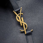Saint Laurent/YSL Le 5 A 7 Supple Large Bag Grained Calfskin Bleu Abysse GHW