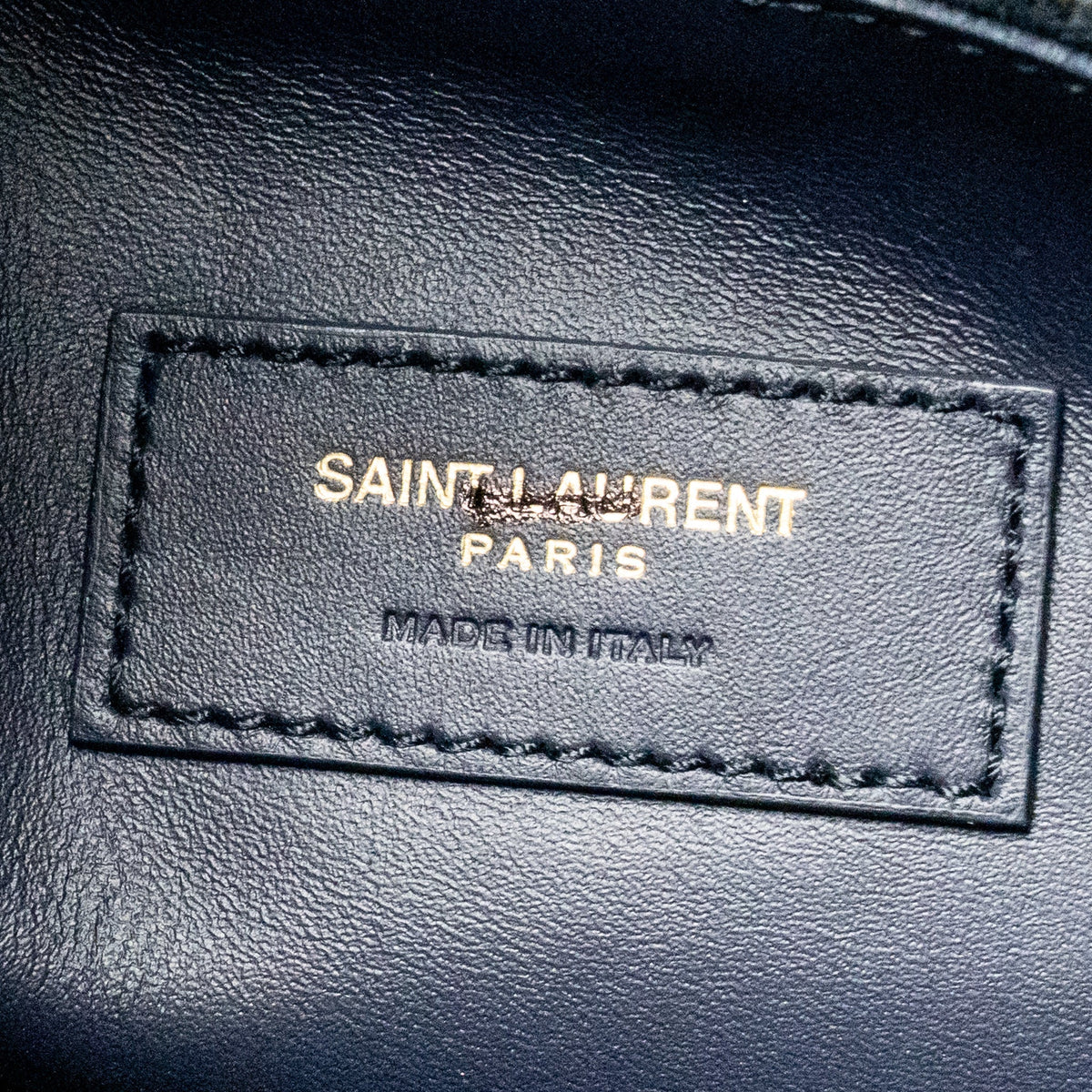 Saint Laurent/YSL Le 5 A 7 Supple Large Bag Grained Calfskin Bleu Abysse GHW