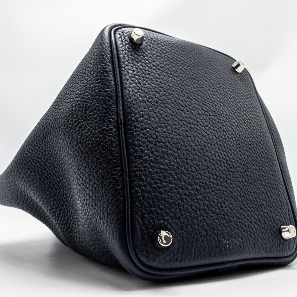 Hermes Picotin 18 lock Bag Clemence Blue Nuit / Rose Pourpre SHW