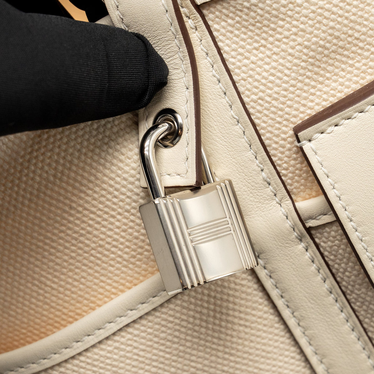 Hermes Cargo Picotin 18 Lock Bag Toile Canvas / Swift Nata SHW