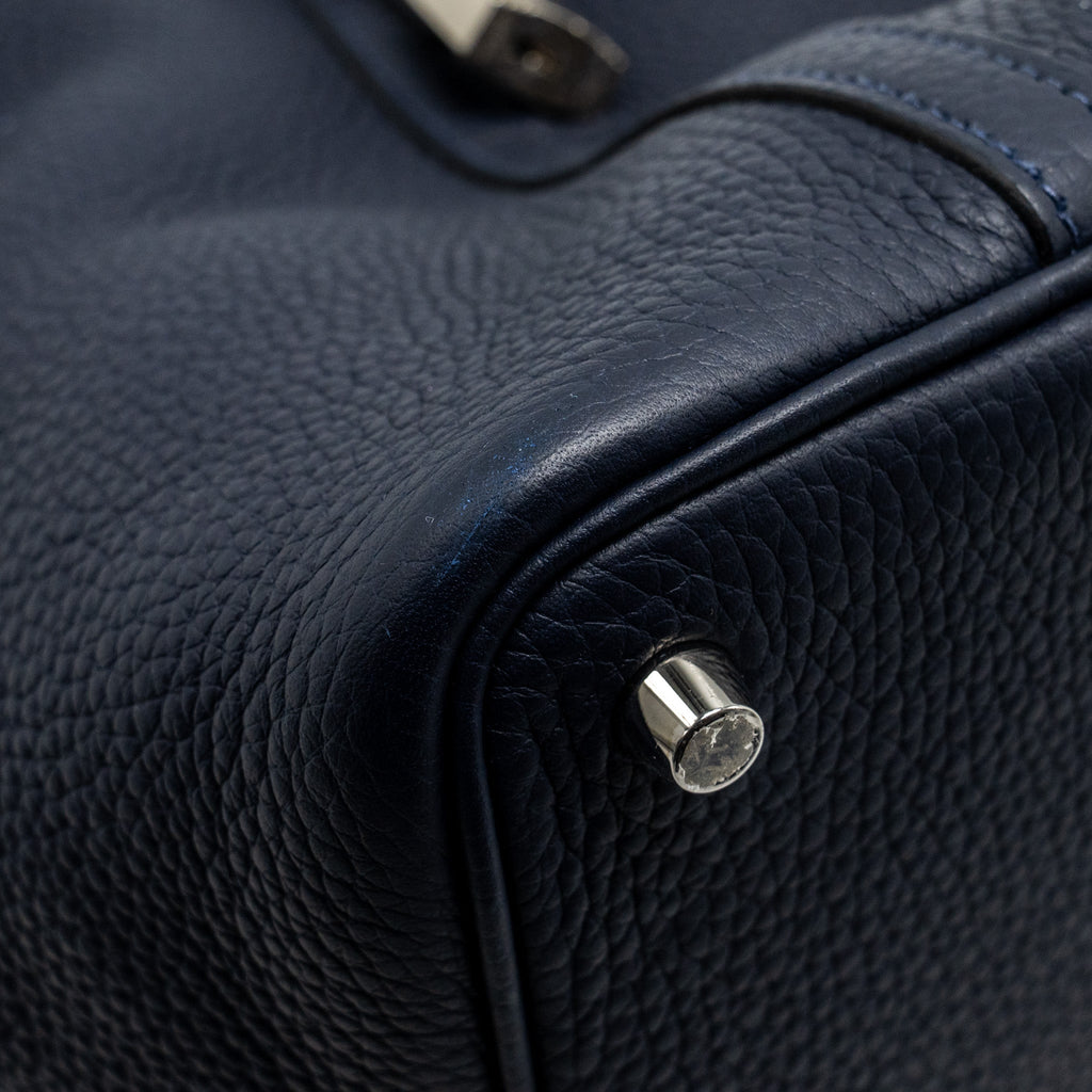 Hermes Picotin 18 lock Bag Clemence Blue Nuit / Rose Pourpre SHW
