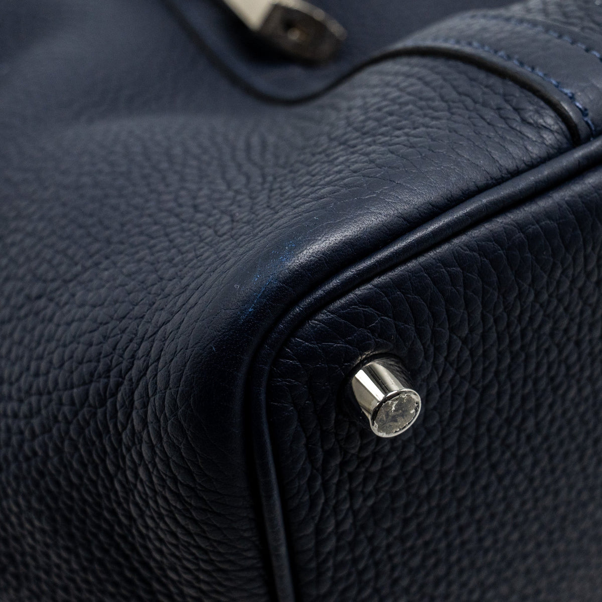 Hermes Picotin 18 lock Bag Clemence Blue Nuit / Rose Pourpre SHW