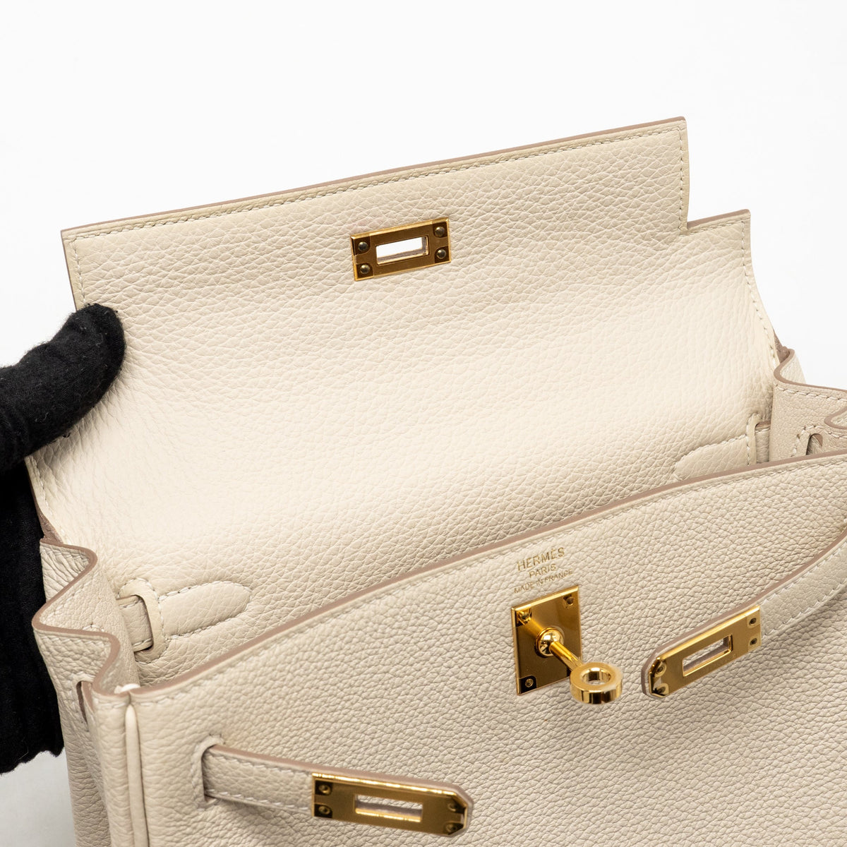 Hermes Kelly 25 Togo Craie GHW