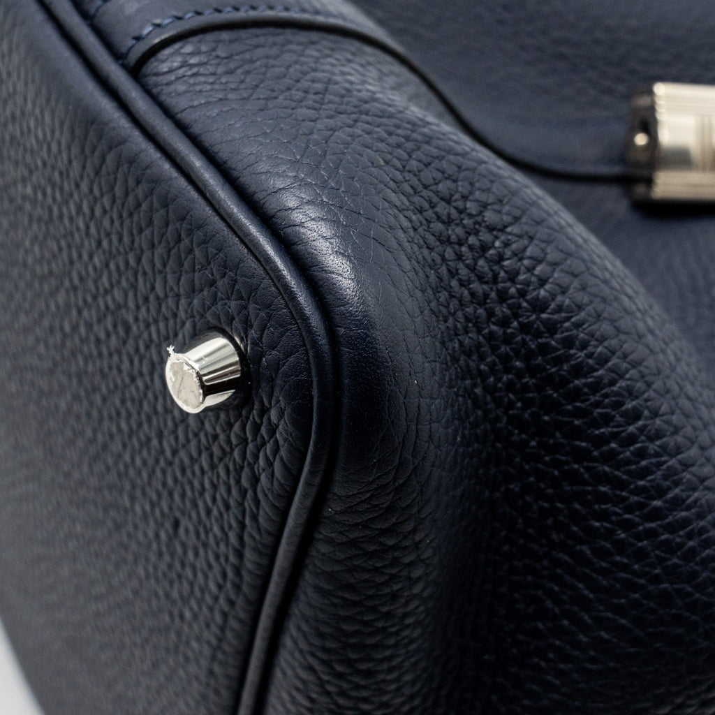 Hermes Picotin 18 lock Bag Clemence Blue Nuit / Rose Pourpre SHW