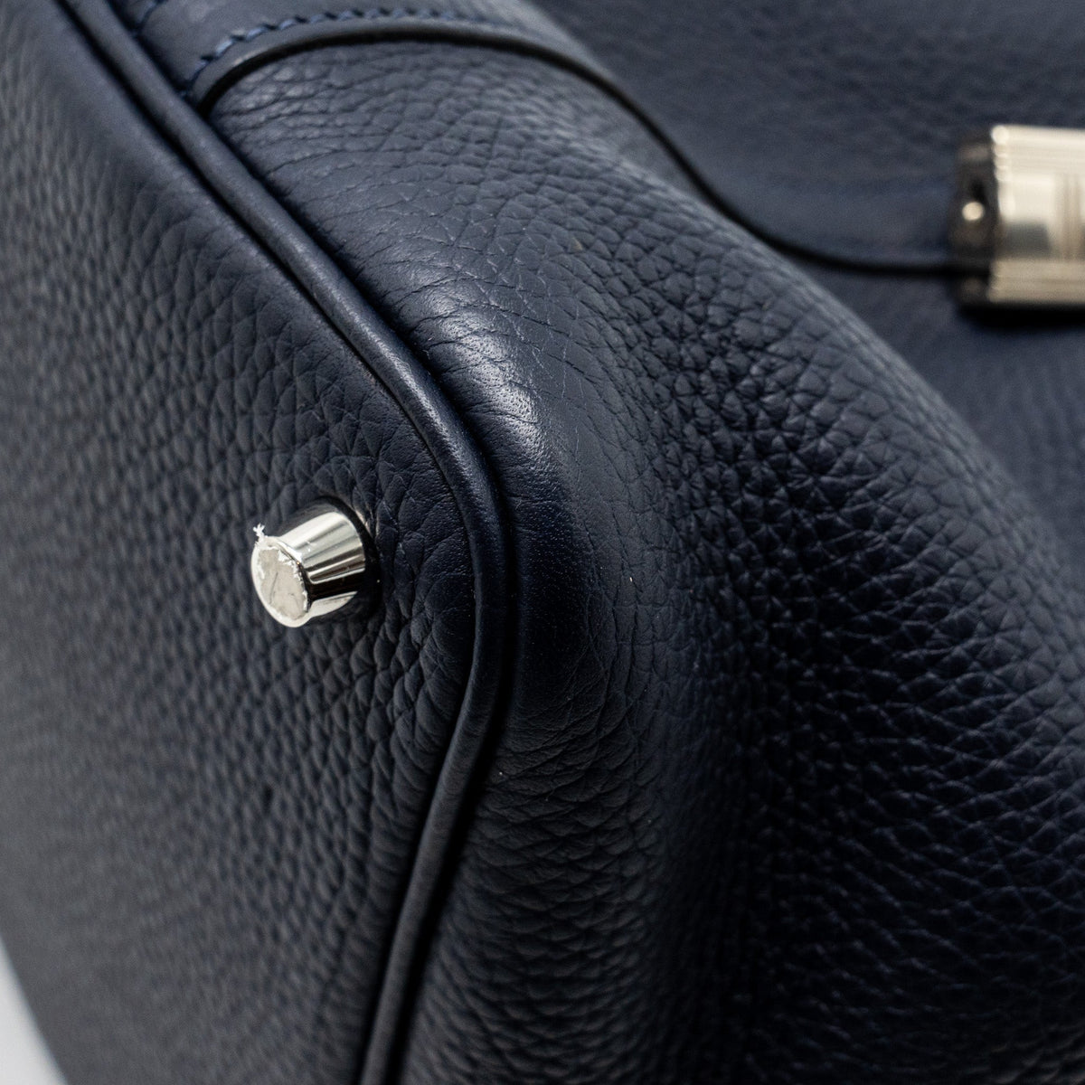 Hermes Picotin 18 lock Bag Clemence Blue Nuit / Rose Pourpre SHW