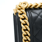CHANEL BOY BAG 28CM CAVIAR BLACK BRUSHED GHW