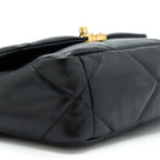 CHANEL SMALL 19 BAG GOATSKIN BLACK WITH GOLD/SLIVER HARDWARE