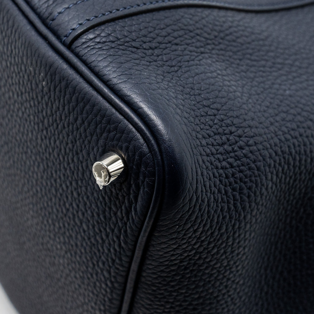 Hermes Picotin 18 lock Bag Clemence Blue Nuit / Rose Pourpre SHW