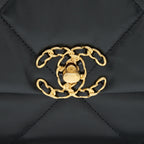CHANEL SMALL 19 BAG GOATSKIN BLACK WITH GOLD/SLIVER HARDWARE