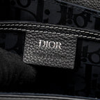 DIOR MEDIUM SADDLE FLAP MESSENGER BAG GRAINED CALFSKIN BLACK GHW