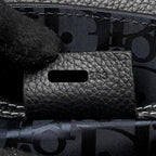 DIOR MEDIUM SADDLE FLAP MESSENGER BAG GRAINED CALFSKIN BLACK GHW