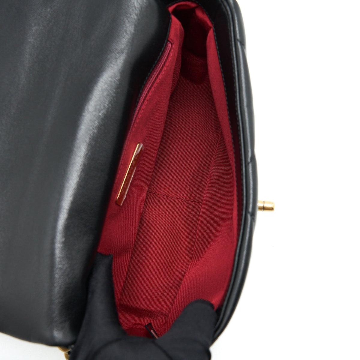 CHANEL SMALL 19 BAG GOATSKIN BLACK WITH GOLD/SLIVER HARDWARE