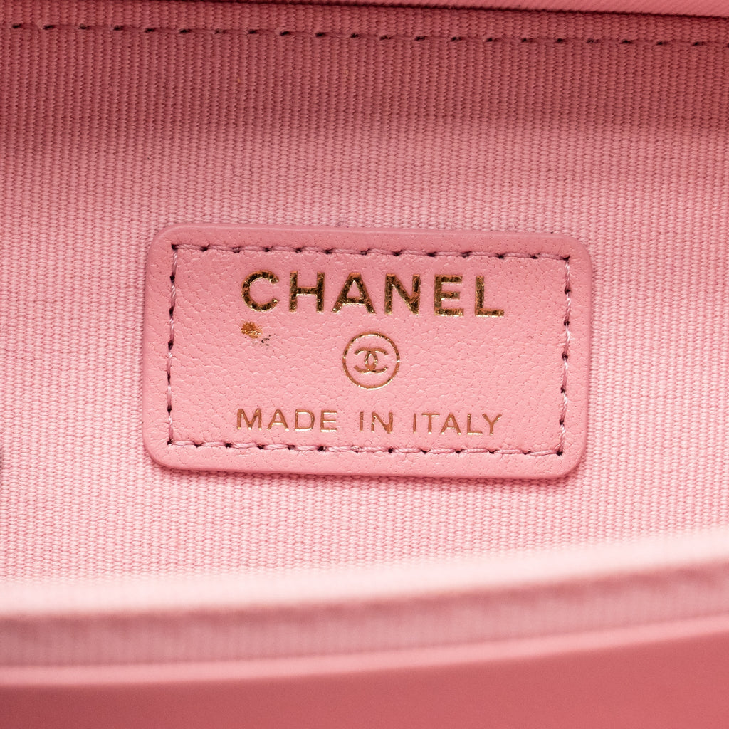 Chanel Chain Top Handle Mini Vanity Case Lambskin Pink GHW (Microchip)