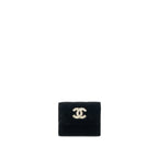 CHANEL SMALL FLAP WALLET VELVET BLACK LGHW