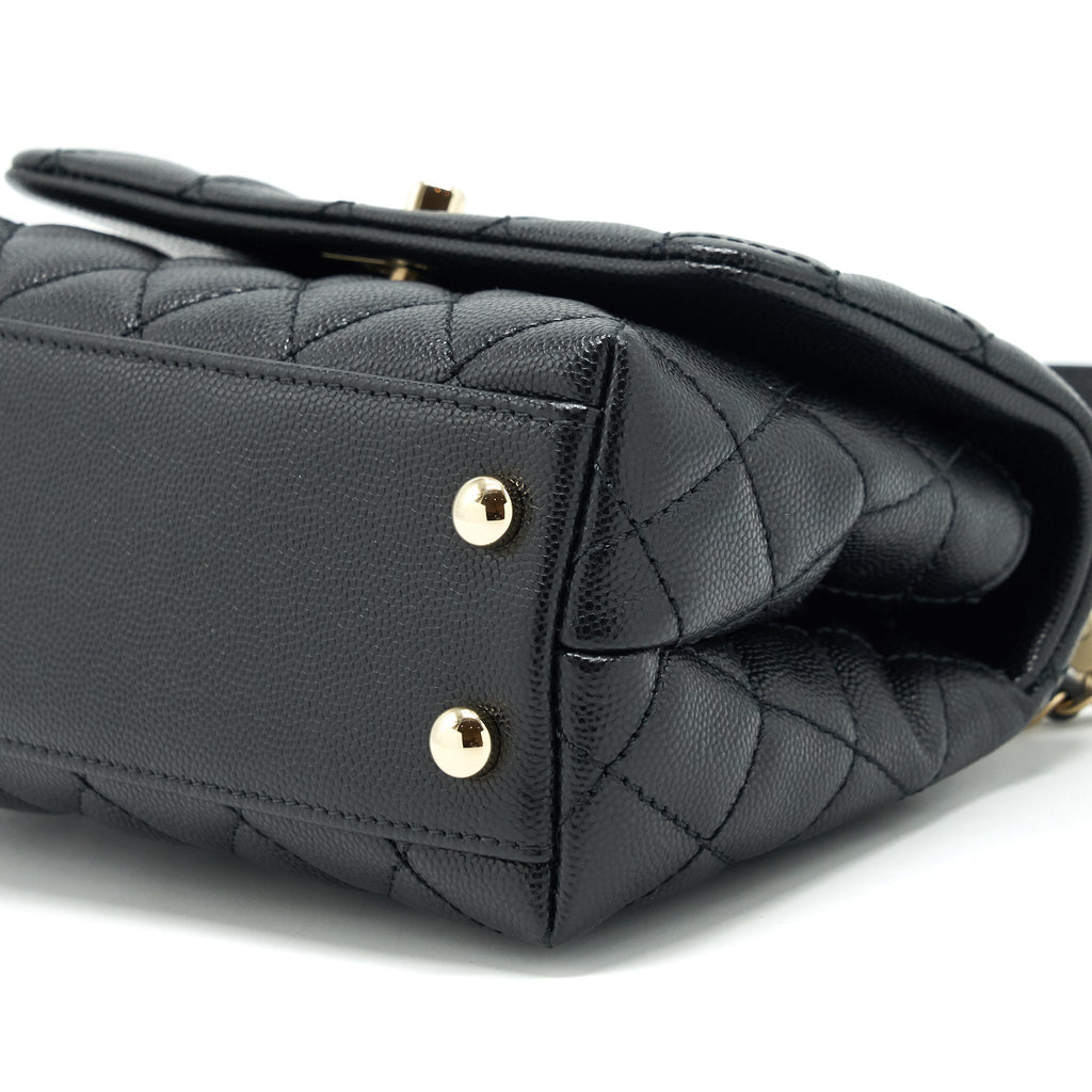 CHANEL MINI COCO HANDLE 20CM CAVIAR BLACK WITH LGHW