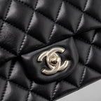 CHANEL 23K LEATHER CHAIN TOP HANDLE MINI RECTANGULAR FLAP BAG LAMBSKIN BLACK LGHW (MICROCHIP)