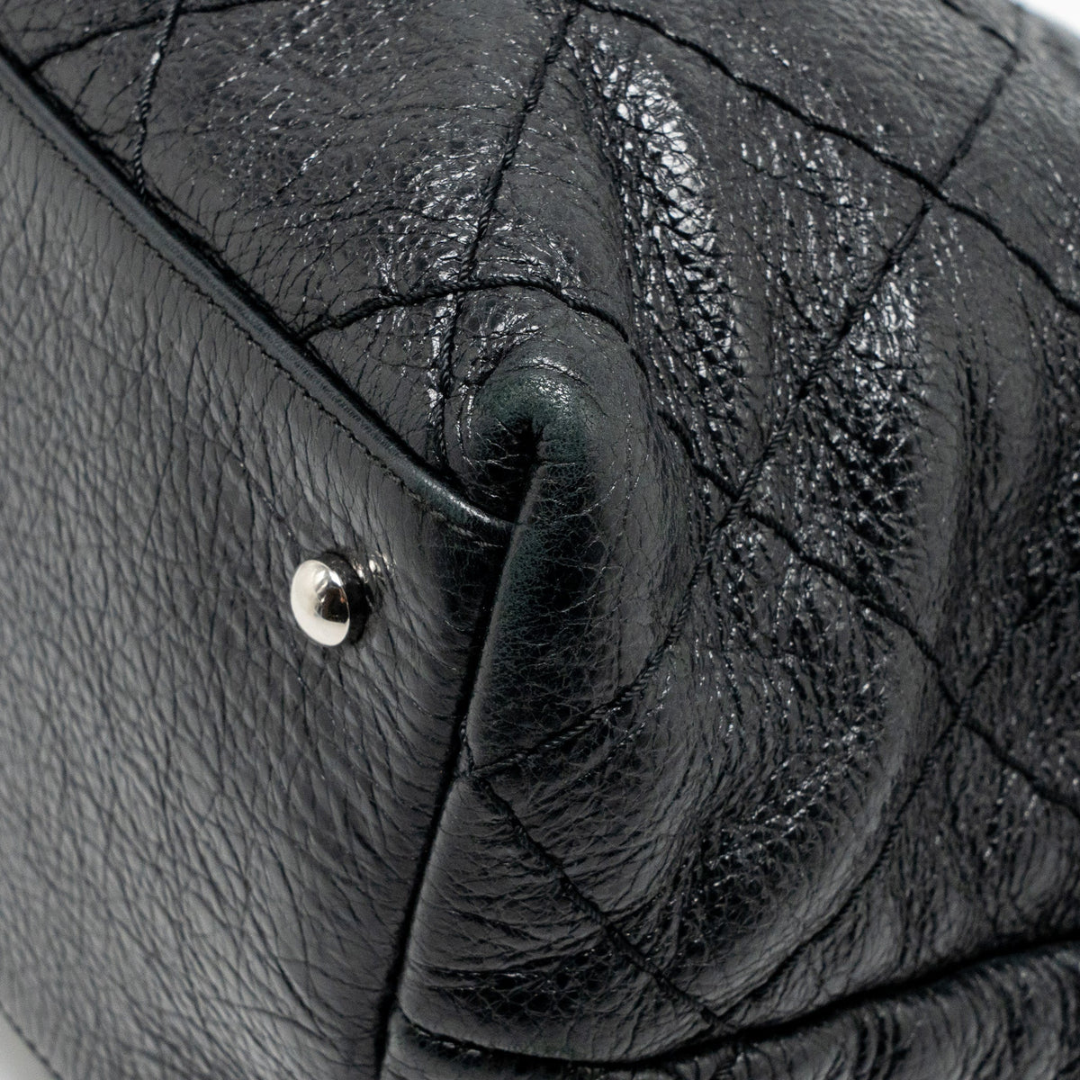 Chanel On the Road Large Shopping Tote Bag Shiny Grained Calfskin Black SHW
