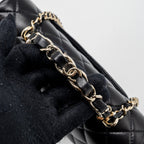 CHANEL 23K LEATHER CHAIN TOP HANDLE MINI RECTANGULAR FLAP BAG LAMBSKIN BLACK LGHW (MICROCHIP)