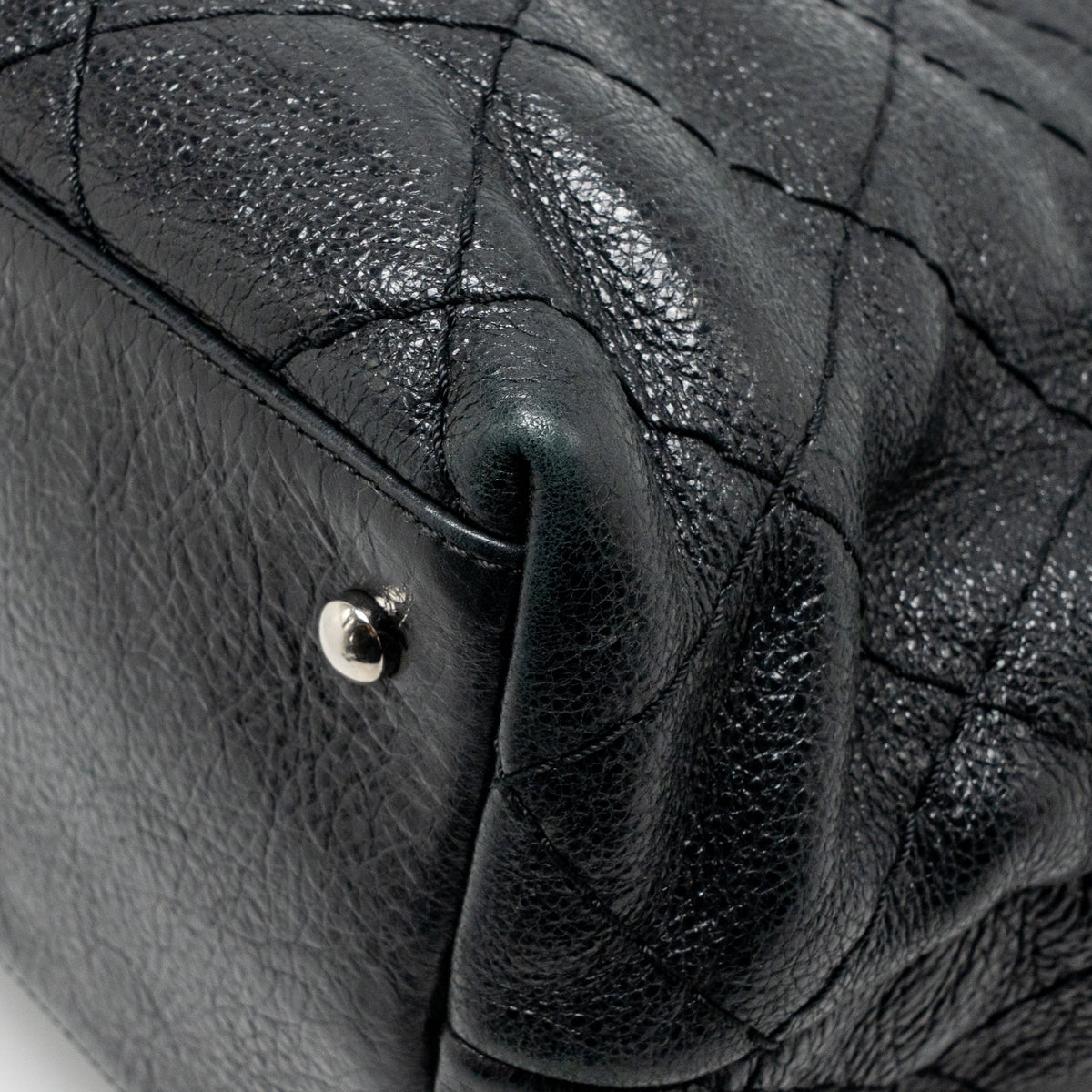 Chanel On the Road Large Shopping Tote Bag Shiny Grained Calfskin Black SHW