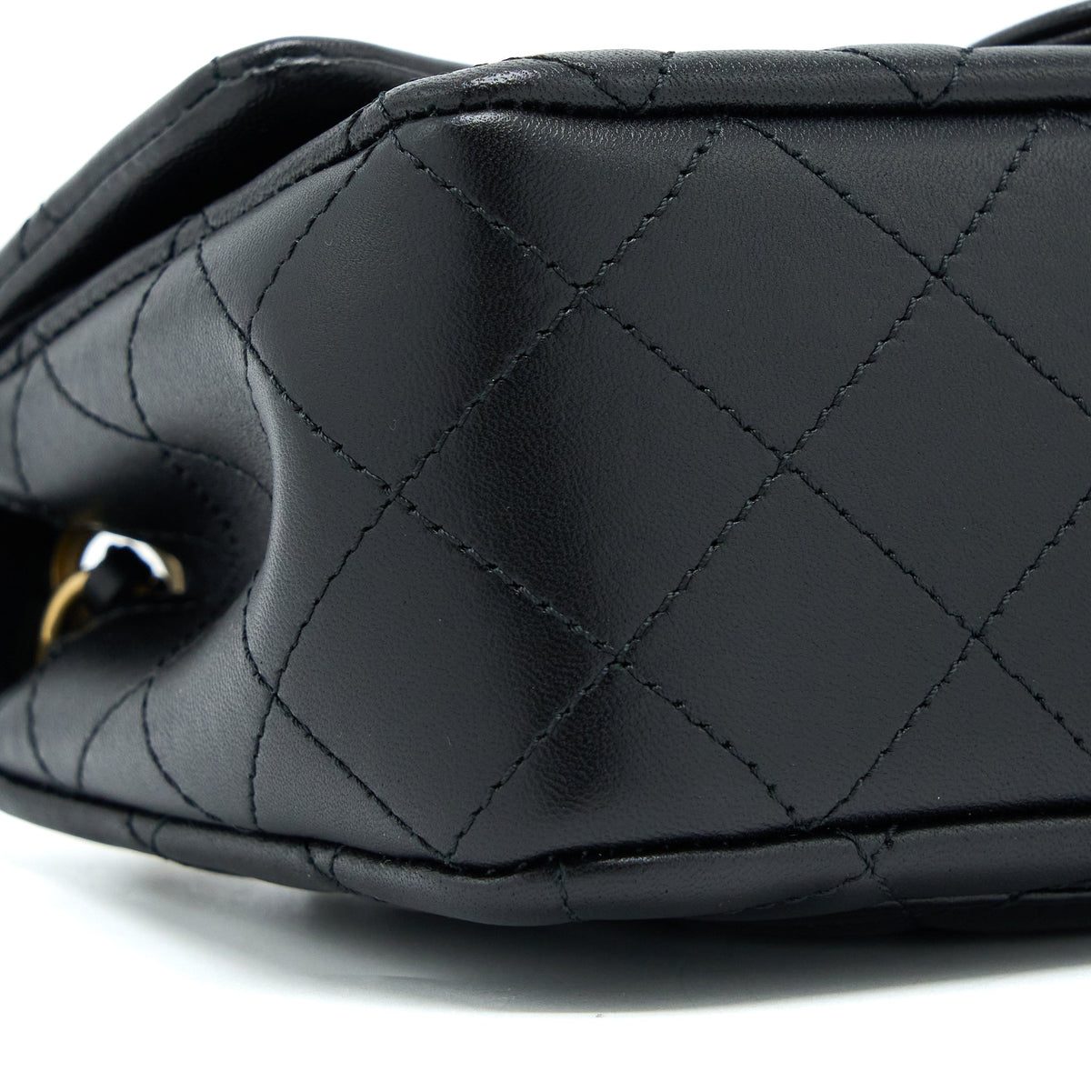 CHANEL PEARL CRUSH MINI RECTANGULAR FLAP BAG LAMBSKIN BLACK BRUSHED GHW (MICROCHIP)
