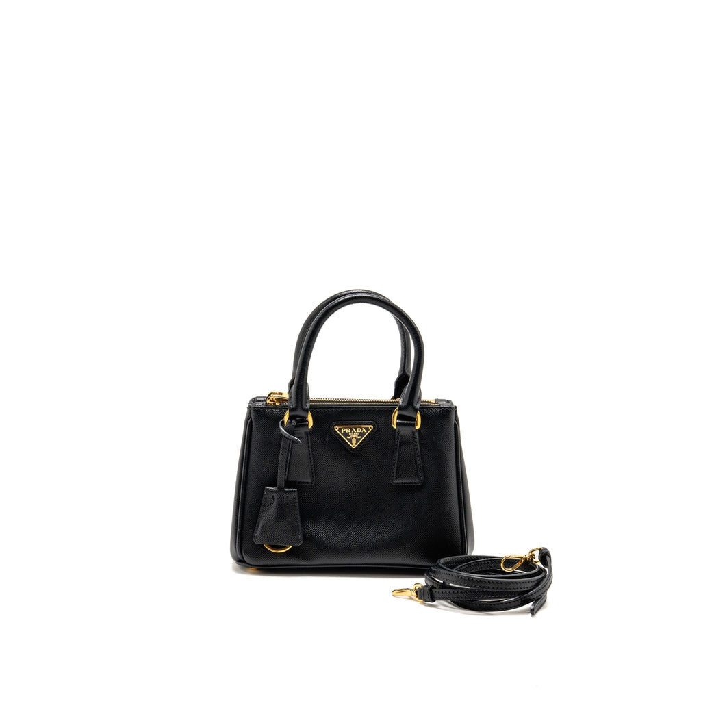 Prada Micro Galleria Bag Saffiano Leather Black GHW