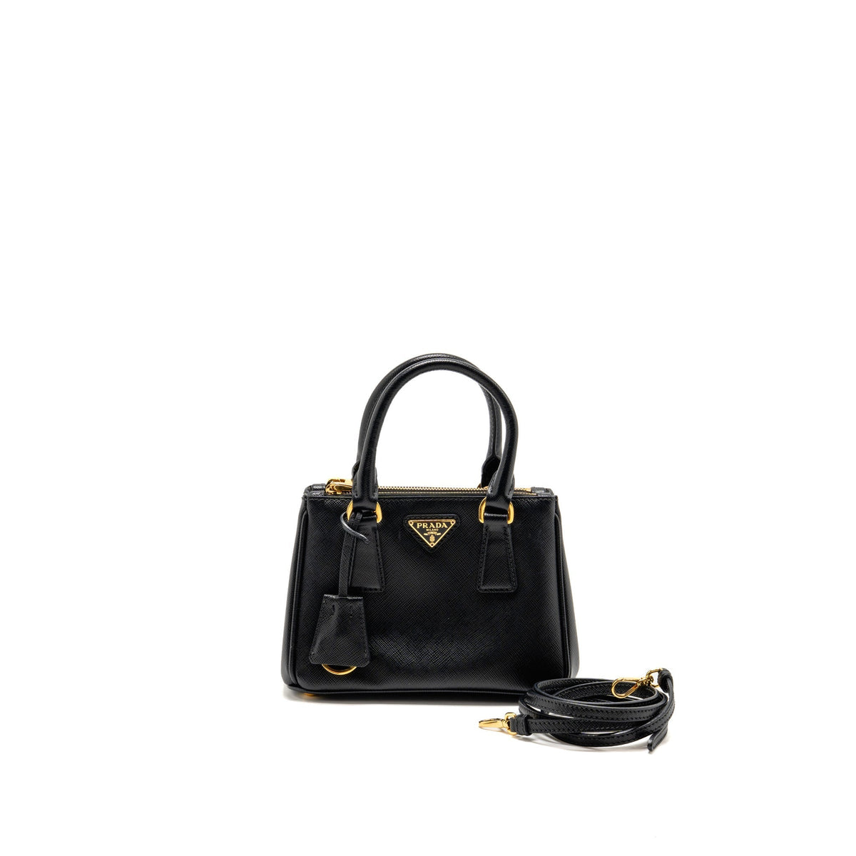 Prada Micro Galleria Bag Saffiano Leather Black GHW