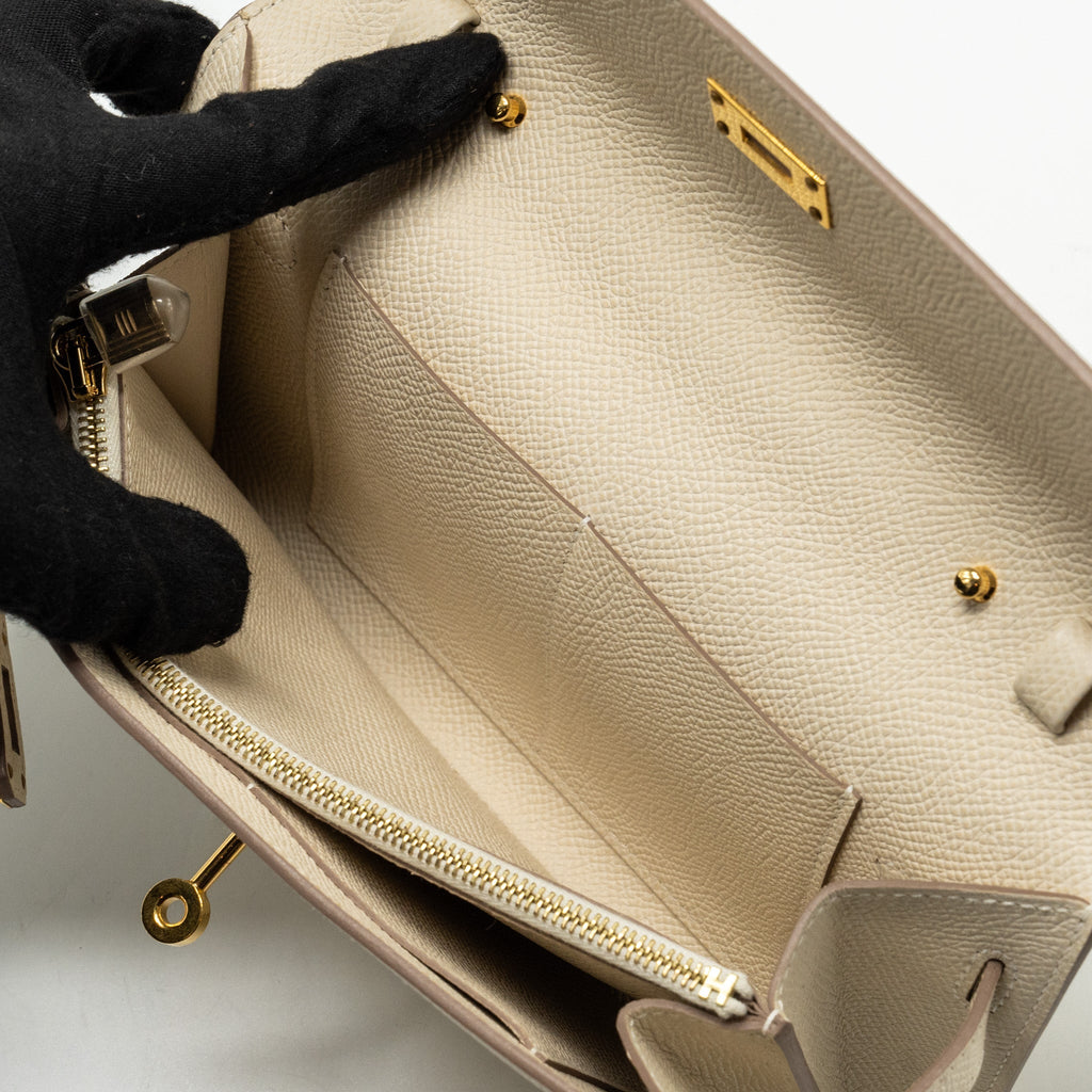 Hermes classic Kelly To Go epsom craie GHW